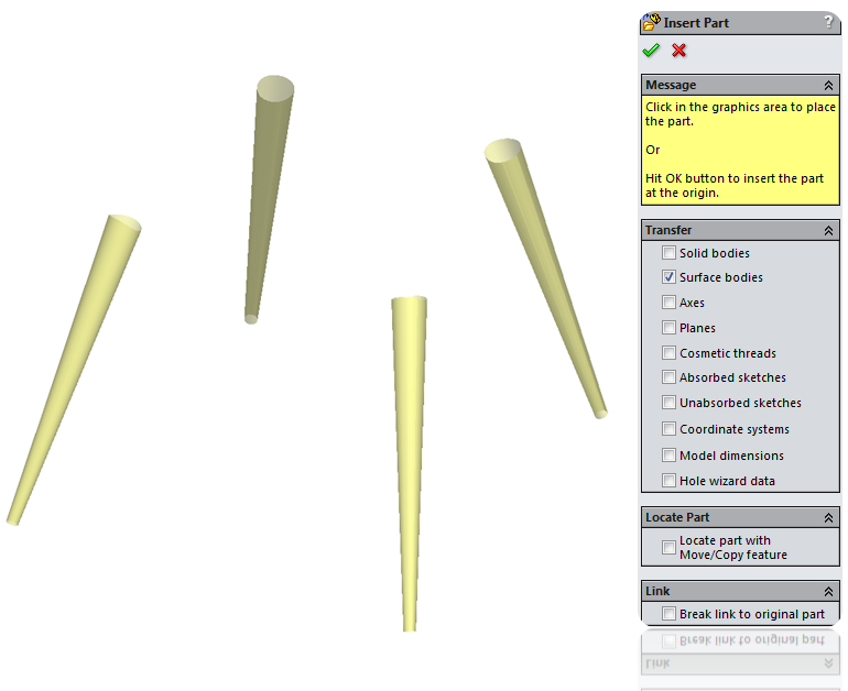 Import surfaces in SOLIDWORKS