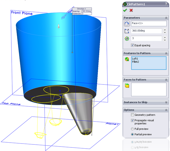 solidworks circular pattern