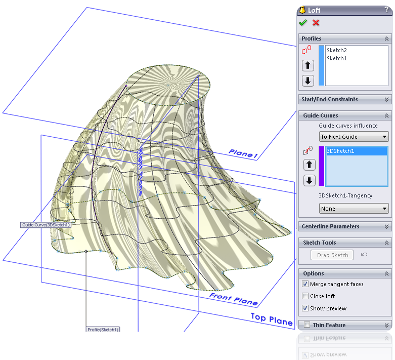 Loft with guidecurve