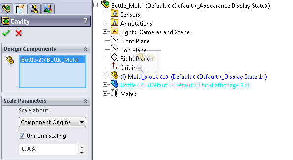 Subtract a model inside an assembly with the cavity feature