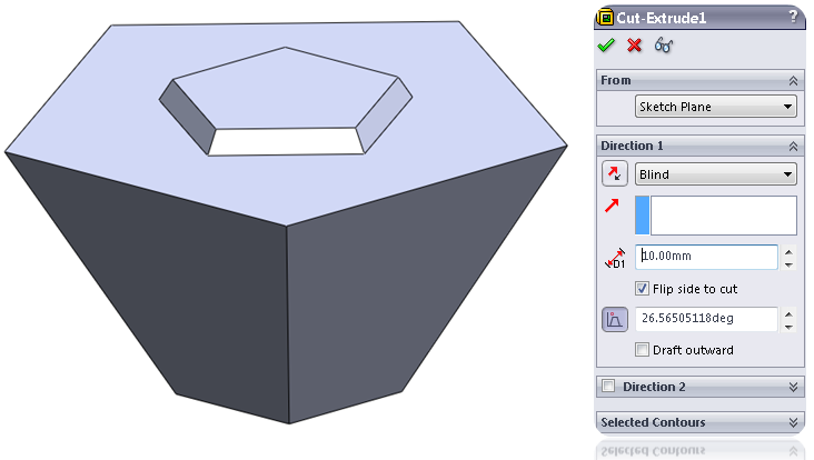 SOLIDWORKS Extruded Cut