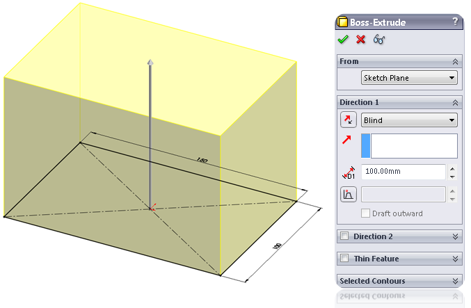 Change the dimension of the Extrude