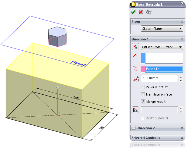 Offset from surface