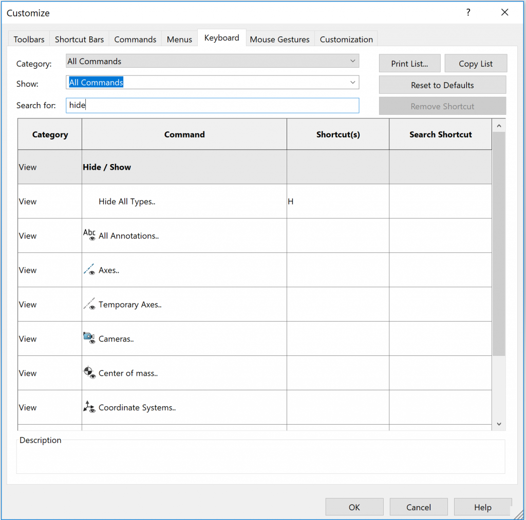 customize kryboard shortcuts in SOLIDWORKS