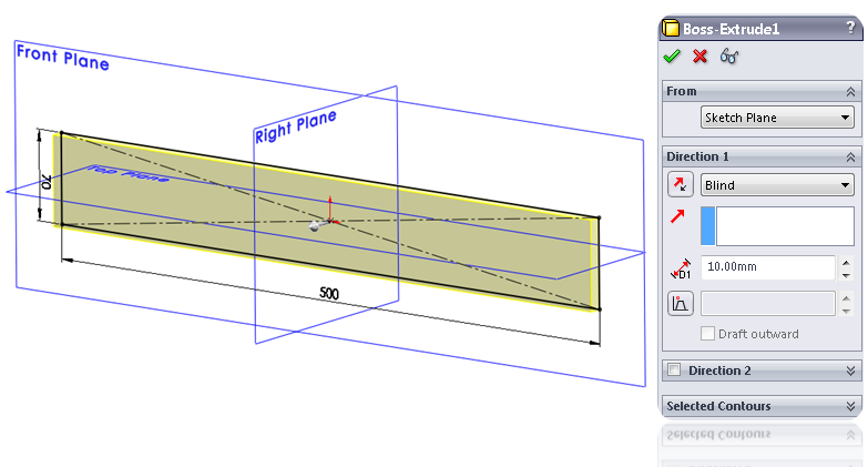 SOLIDWORKS extrude